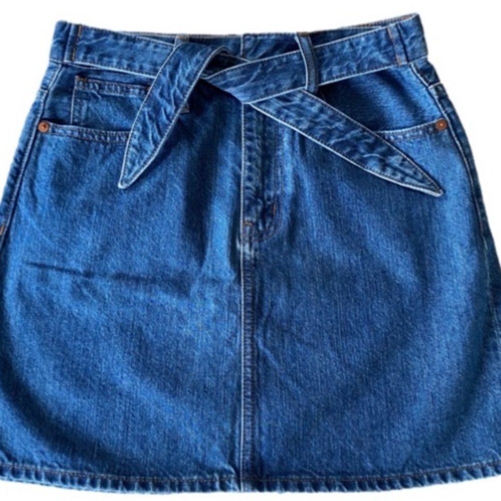 Madewell Rigid Denim Straight Mini Skirt in Haydel Tie-Waist Edition 26 new - Picture 7 of 10
